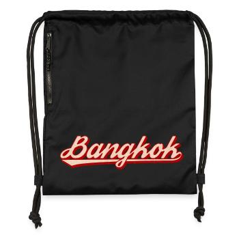Bangkok Retro Schriftzug Rot Vintage - Turnbeutel aus Recycling-Material - Schwarz - Vorne