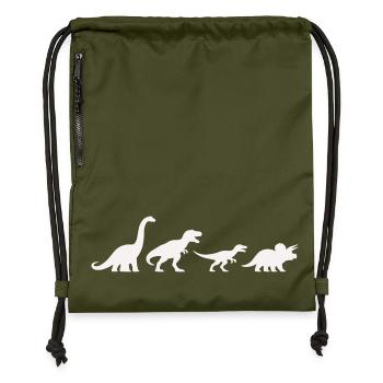 Silhouettes de dinosaures dans un style rétro - Sac à cordon en polyester recyclé - military green - Devant