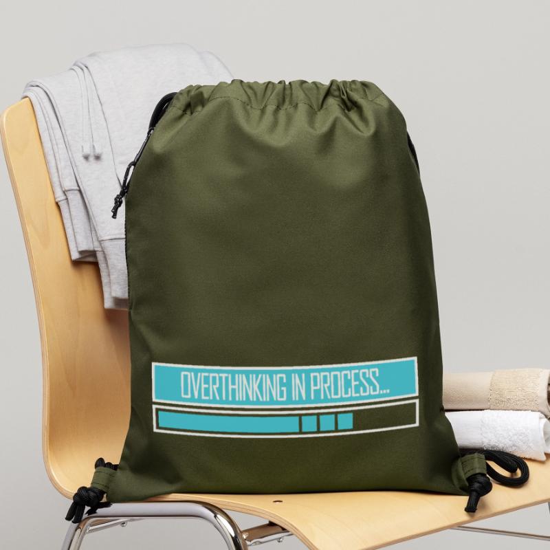Overthinking In Process Funny Brooding Saying Logo Gymsac made from recycled material