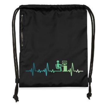 Heartbeat Programmer Developer - Gymsac made from recycled material - black - Front
