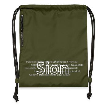 Schweizer Städte Sion - Turnbeutel aus Recycling-Material - military Green - Vorne