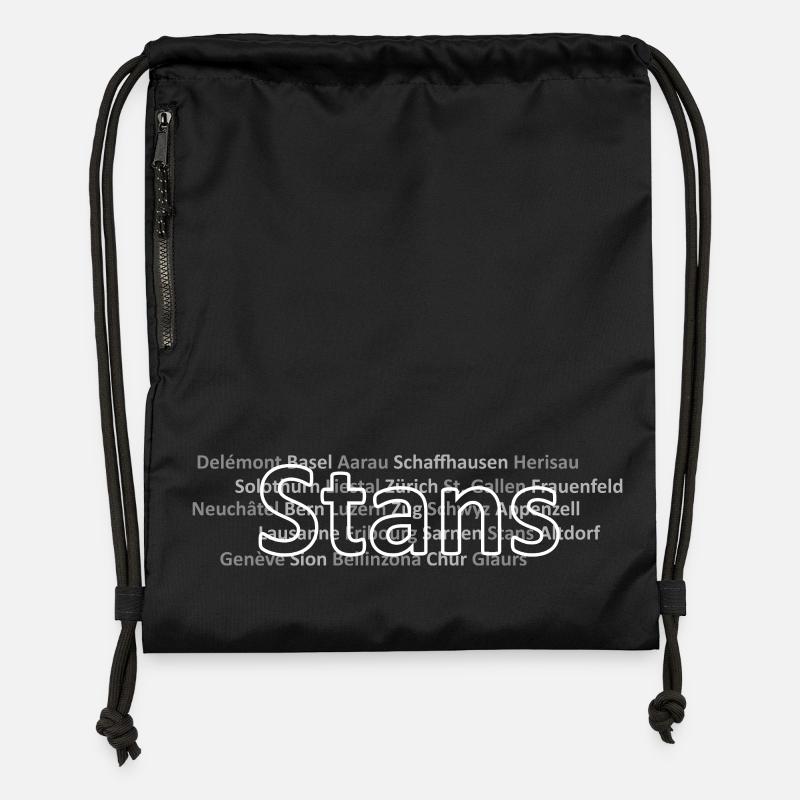 Schweizer Städte Stans - Turnbeutel aus Recycling-Material - Schwarz