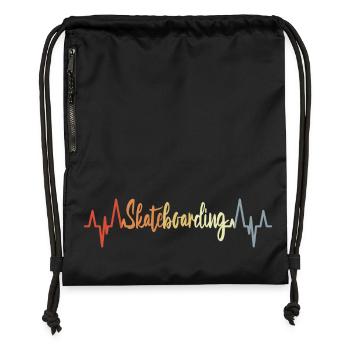 Battement de cœur du skateboard - Sac à cordon en polyester recyclé - noir - Devant