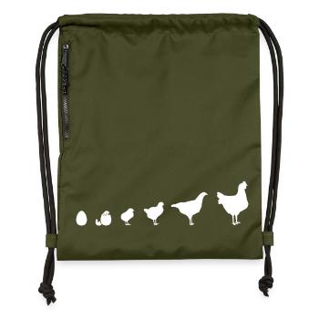 Instantané Famille de poussins, Poulet, Évolution, - Sac à cordon en polyester recyclé - military green - Devant