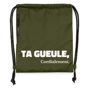 Ta Gueule Cordialement Phrase Drôle - Sac à cordon en polyester recyclé - military green - Devant