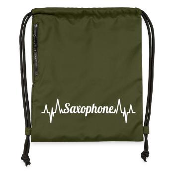 Saxophone Heartbeat - Sac à cordon en polyester recyclé - military green - Devant