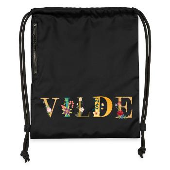 VILDE name decorated with flowers - Gymsac made from recycled material - black - Front