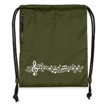 Notes musicales Clés de mélodie - Sac à cordon en polyester recyclé - military green - Devant