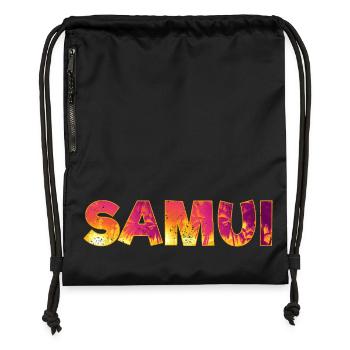 Souvenir de vacances de l’île Koh Samui en Thaïlande - Sac à cordon en polyester recyclé - noir - Devant