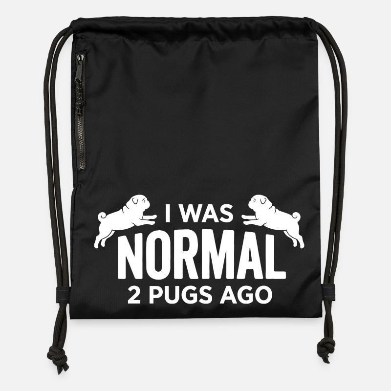 J’étais un chien normal de deux carlins il y a un propriétaire drôle d’animal - Sac à cordon en polyester recyclé - noir