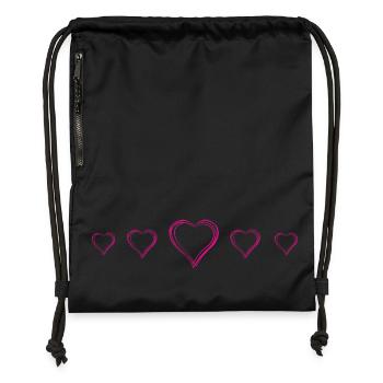 Handgezeichnete Pinkherzen Doodle Romantik Liebe - Turnbeutel aus Recycling-Material - Schwarz - Vorne