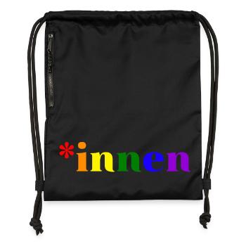 *innen Gendern - Turnbeutel aus Recycling-Material - Schwarz - Vorne