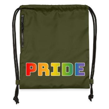 Rainbow pride white - Gymsac made from recycled material - military green - Front