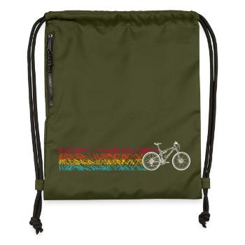 Conception de vélo arc-en-ciel LGBT Pride - Sac à cordon en polyester recyclé - military green - Devant