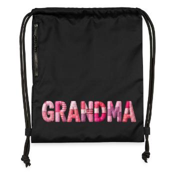 Grandmother Pink Plaid Letters Patchwork - Gymsac made from recycled material - black - Front