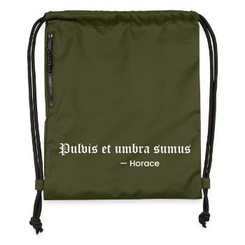Pulvis et umbra sumus. - Gymsac made from recycled material - military green - Front