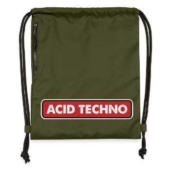 Acid Techno Neon Gitter - Turnbeutel aus Recycling-Material - military Green - Vorne