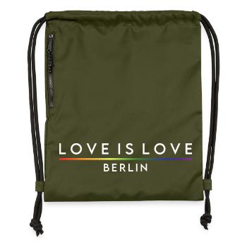LOVE IS LOVE - Berlin - Turnbeutel aus Recycling-Material - military Green - Vorne