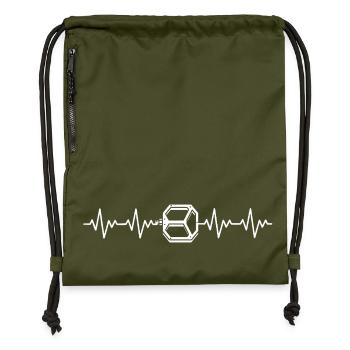 Fahrrad Pedal MTB Tatze EKG Herzschlag - Turnbeutel aus Recycling-Material - military Green - Vorne
