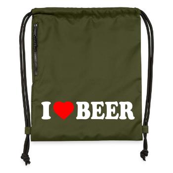 I love beer - Gymsac made from recycled material - military green - Front