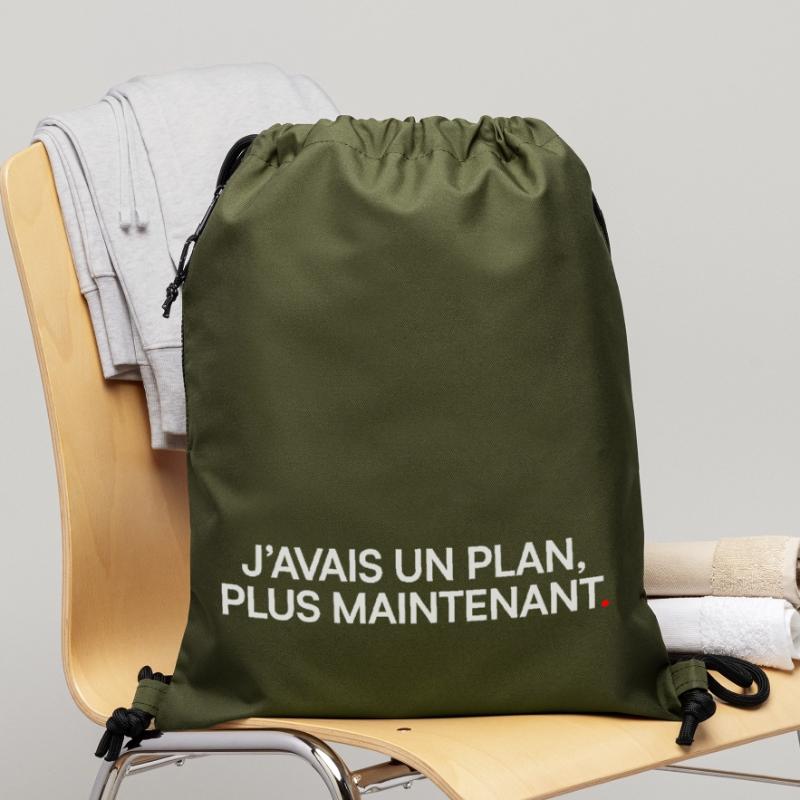 J’avais un plan plus maintenant humour Sac à cordon en polyester recyclé