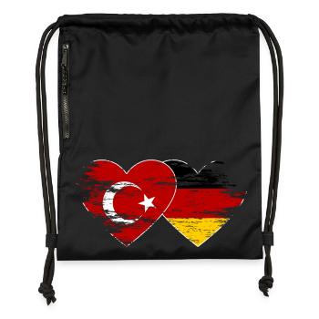 Turkey Germany Flag used heart - Gymsac made from recycled material - black - Front