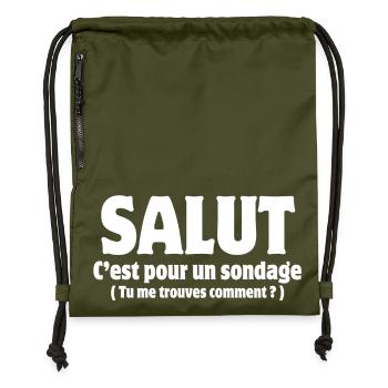 Hi, hello, pollster, poll - Gymsac made from recycled material - military green - Front