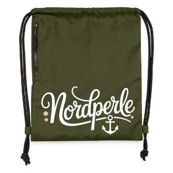 Nordperle Hamburg North Sea Baltic Sea North German Deern - Gymsac made from recycled material - military green - Front