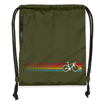 Motif de vélo arc-en-ciel vibrant - Sac à cordon en polyester recyclé - military green - Devant