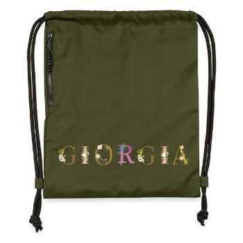 Le nom de GIORGIA est décoré de fleurs - Sac à cordon en polyester recyclé - military green - Devant