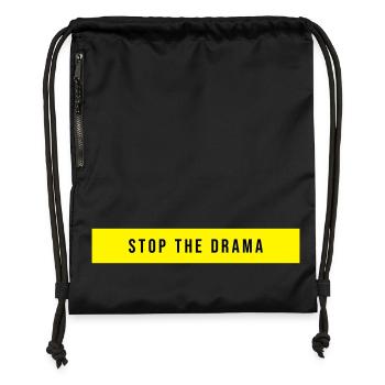 Stop the Drama Spruch - Turnbeutel aus Recycling-Material - Schwarz - Vorne