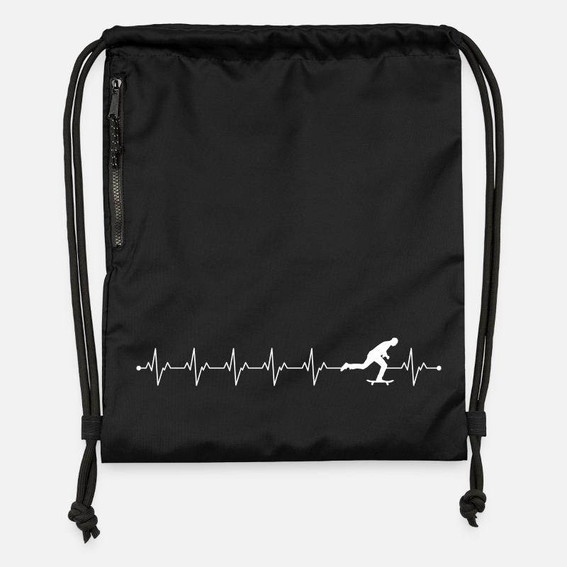 Battement de cœur en skateboard - Sac à cordon en polyester recyclé - noir