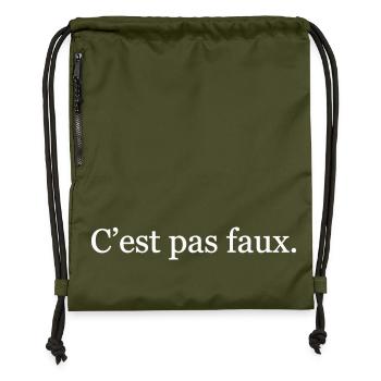 C’est pas faux – Réplique culte drôle - Sac à cordon en polyester recyclé - military green - Devant