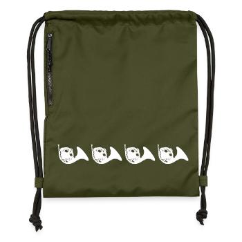 Retro French Horns - Gymsac made from recycled material - military green - Front