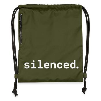 Conception typographique silencieuse - Sac à cordon en polyester recyclé - military green - Devant
