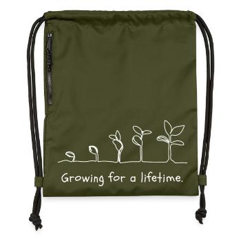 Growing Plant Growth Motif - Gymsac made from recycled material - military green - Front