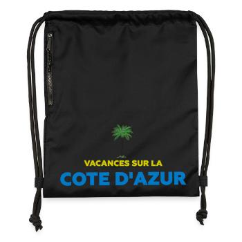 Vacances sur la côte d'azur - Sac à cordon en polyester recyclé - noir - Devant