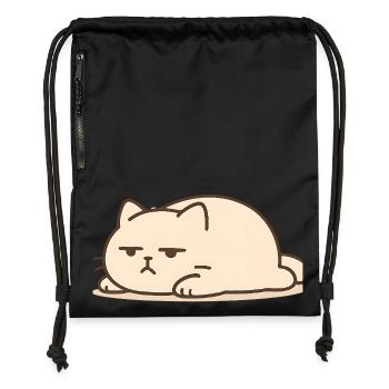 Schlafende Katze im Kawaii Stil - Turnbeutel aus Recycling-Material - Schwarz - Vorne