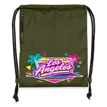 Los Angeles Neon Pink - Gymsac made from recycled material - military green - Front