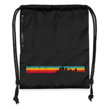 Sunset City Silhouette Gradient - Gymsac made from recycled material - black - Front