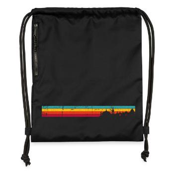 Retro Skyline Sonnenuntergang Silhouette - Turnbeutel aus Recycling-Material - Schwarz - Vorne