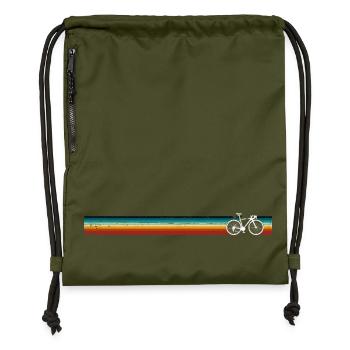 Silhouette de vélo à rayures arc-en-ciel - Sac à cordon en polyester recyclé - military green - Devant