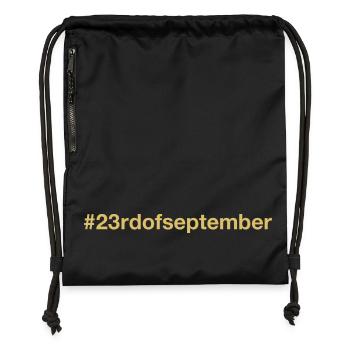 born on September 23 Birthday birthday - Gymsac made from recycled material - black - Front