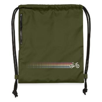 Silhouette de vélo dégradé arc-en-ciel - Sac à cordon en polyester recyclé - military green - Devant
