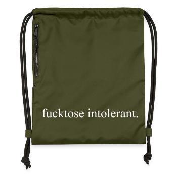 Fucktose Intolerant Minimal Typo Statement - Gymsac made from recycled material - military green - Front