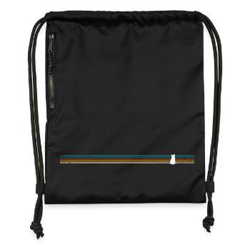 Gestreifte Retro-Katzensilhouette - Turnbeutel aus Recycling-Material - Schwarz - Vorne