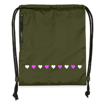 Heart Line Love - Gymsac made from recycled material - military green - Front