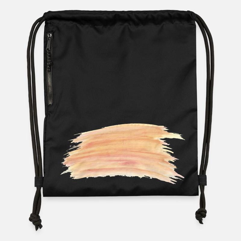 Rayures aquarelle pêche - Sac à cordon en polyester recyclé - noir