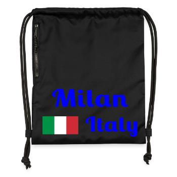 Mailand, Italien - Stilvolle Drucke - Turnbeutel aus Recycling-Material - Schwarz - Vorne