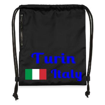 Turin, Italy - Stylish prints - Gymsac made from recycled material - black - Front